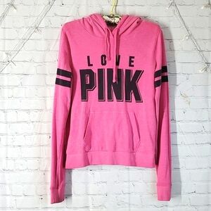 2014 Victoria's Secret PINK Logo Hooded Pullover Sweatshirt Womens Size Medium